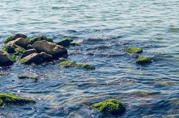 Coast with stones, not convenient entry into the sea