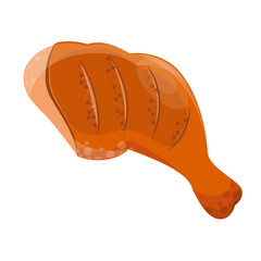 Roasted chicken leg on white background