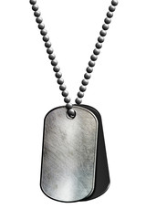 black and chrome metal tag and necklace.