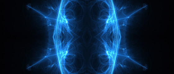 blue circular wave glow. kaleidoscope lighting effect.