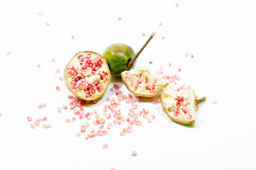 Pomegranate fruit white background