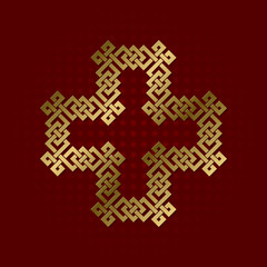 Sacred geometric symbol of cruciform plexus. Golden spiritual logo.