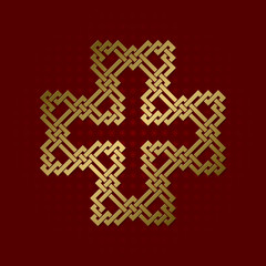 Obraz premium Sacred geometric symbol of cruciform plexus. Golden spiritual logo.