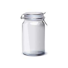 Empty glass jar with lid lock off. Mockup