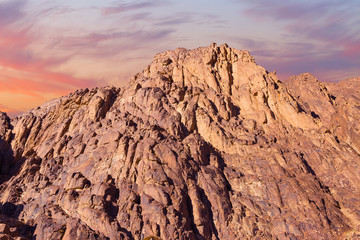 Amazing Sunrise at Sinai Mountain, Beautiful dawn in Egypt, Beautiful view from the mountain	