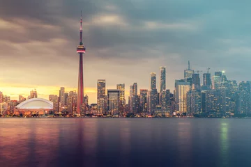 Fotobehang Toronto city skyline at night, Ontario, Canada © Tharanga