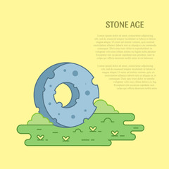 Vector line art stone wheel illustration and text