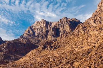 Amazing Sunrise at Sinai Mountain, Beautiful dawn in Egypt, Beautiful view from the mountain	