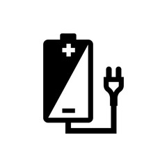 Vector image of isolated  icons of rechargeable batteries. Design a flat battery icon that charges