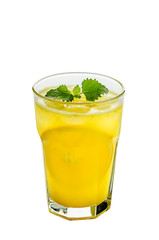 Orange lemonade cocktail with ice.