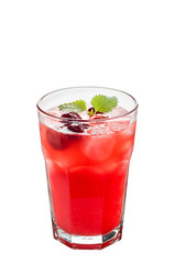 Berry cocktail with ice on a white.