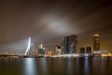Big file panorama of Erasmus bridge of Rotterdam city in The Netherlands