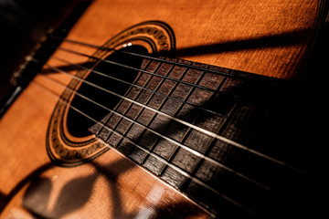 Obraz premium closeup of acoustic guitar
