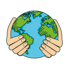 hands lifting world planet earth