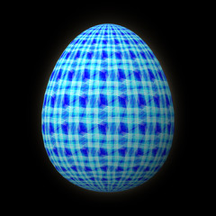 Obraz premium Happy Easter - Frohe Ostern, Artfully designed and colorful easter egg, 3D illustration on black background