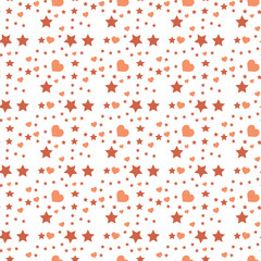 Seamless pattern with heart , dot and star. Vector repeating texture.