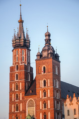 Fototapeta na wymiar Church of Our Lady Assumed into Heaven simply called Saint Mary Church on Main Market Square of Old Town in Cracow city in Poland