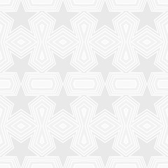 Seamless geometric pattern of gray stars and polygon shapes with white lines. Flat design vector illustration, EPS10. Use as background, wallpaper, gift wrap paper, tile and fabric print.