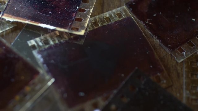 Close up of old vintage slide films