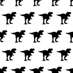 Silhouette Tyreks, Tyrex, Rex Dinosaur pattern black vector illustration
