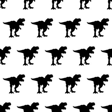 Silhouette Tyreks, Tyrex, Rex Dinosaur pattern black vector illustration