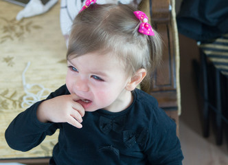 Portrait of a little girl with green eyes