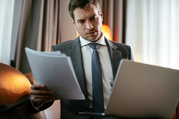 Businessman in a hotel. Manager on a business trip. 
