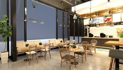 3d render of restaurant cafe