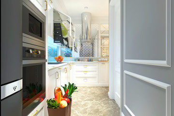 3d render classic style kitchen