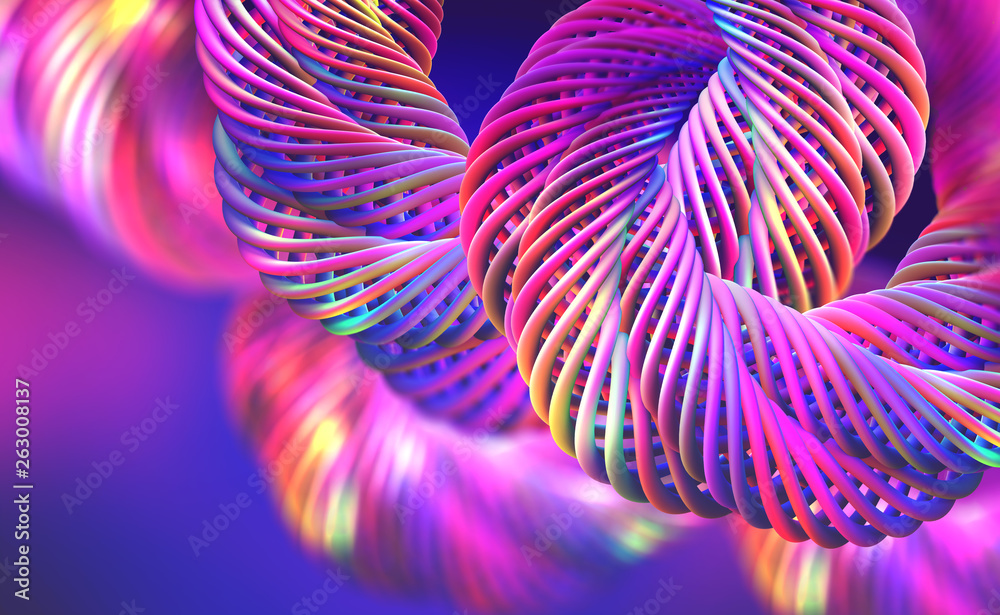 Poster abstract purple-blue background with twisted elements. 3d illustration in modern design for fresh po