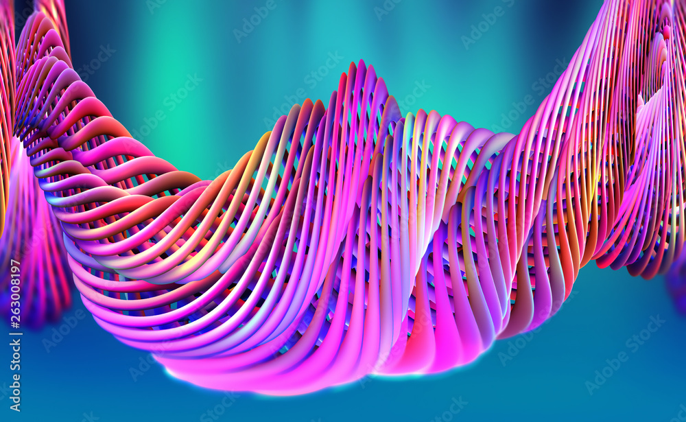 Poster abstract purple-blue background with twisted elements. 3d illustration in modern design for fresh po