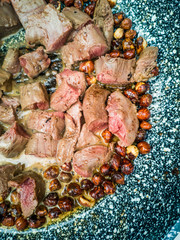 Meat on the pan - street food