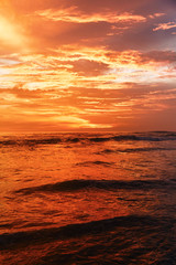 Fototapeta na wymiar A beautiful sunset at one of the beaches of Canggu, Bali, Indonesia