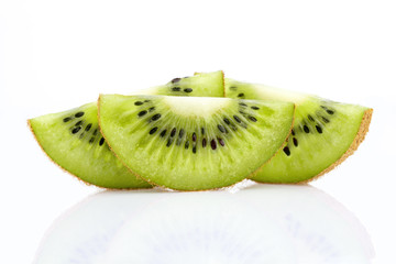 Sliced kiwi. Kiwi. Healthy food. Tropical fruit. Still life. Juicy kiwi on white background