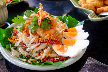 Thai spicy salad with boiled egg