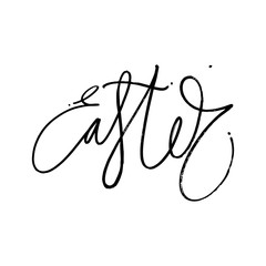 Happy Easter lettering for greeting card. Isolated on white background. Happy easter lettering modern calligraphy style.