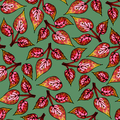 Seamless pattern of leaves. Tropical leaves. Print for fabric and other surfaces.