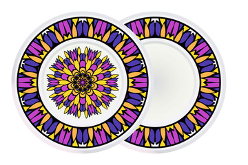 Set of Flower Round Pattern and round frame. Vector Illustration. For Design, Invitation Wedding, Valentine's, Background, Wallpaper, Interior