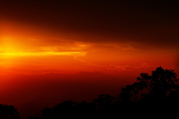 sunset with dramatic clouds.