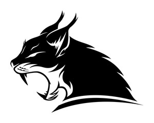 Lynx black sign mascot on a white background. © Lenan