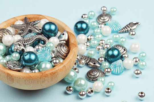 Making jewelry from beads. Nautical theme