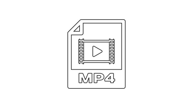 Black MP4 file document icon. Download mp4 button line icon on white background. MP4 file symbol. 4K Video motion graphic animation