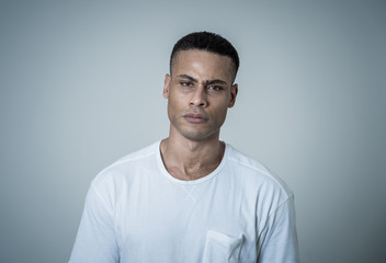 Human expressions and emotions. Young attractive man with an angry face, looking furious and crazy