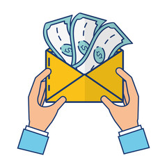 hands with envelope money