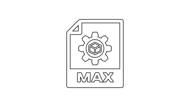 Black MAX file document icon. Download max button line icon on white background. MAX file symbol. 4K Video motion graphic animation