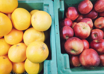 natural, organic grapefruit and apples