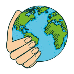 hand with world planet earth