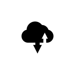 Cloud and arrow up and down sign. Thin line icon