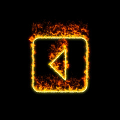 The symbol caret square left burns in red fire
