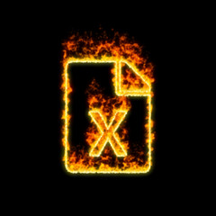 The symbol file X burns in red fire